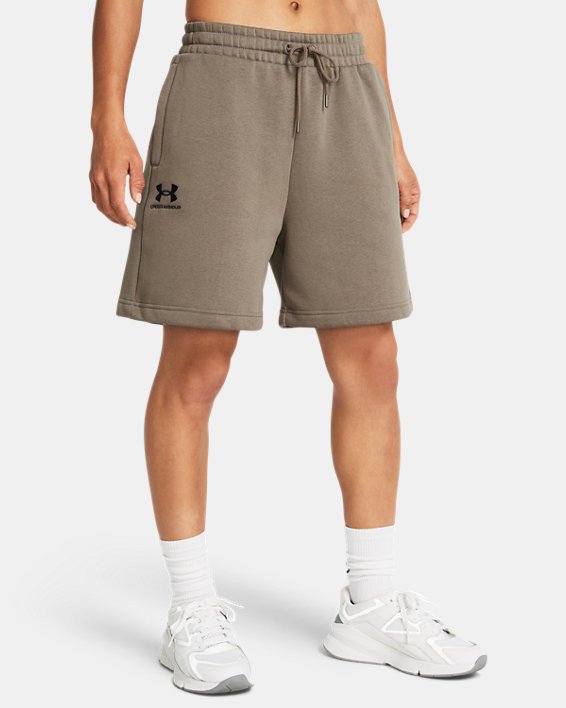 Women's UA Icon Fleece Boyfriend Shorts, Brown, pdpMainDesktop image number 0